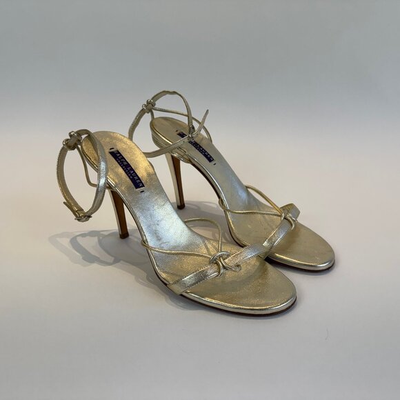 Ralph Lauren Purple Label Gold Leather Strappy Sandals, US 10 - Picture 6 of 16